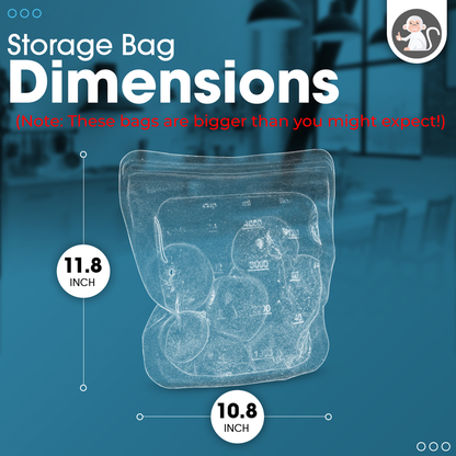 135oz. XXL Reusable Bags, Food Storage Containers, 1 Gallon Freezer Bags - Multi-use Food Bag for kitchen organization and storage (Extra Large Bags, XX-Large - Blue)