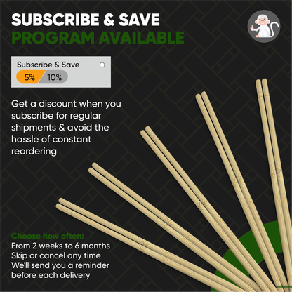 200 Round Separated Disposable Chopsticks [ 9,25" Long ] Bamboo Wooden Chinese Chop sticks - Bamboo Chopstick Bulk - Utensils Premium Quality - (100 Pairs)