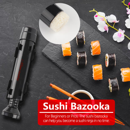 Sushi Making Kit - Elevate Your Sushi Skills in Minutes! Includes New Upgraded Sashimi Knife & Sushi Maker Bazooka, 2 Mats, Nigiri Tool, and More – Perfect for Beginners