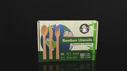 Bamboo Utensils Disposable or Reusable Cutlery set