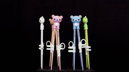 Kids Chopsticks For Beginners - Learning Edition - 6 Pairs + 6 Chopstick Helpers - Cute Bear Training Chopsticks, Dishwasher Safe